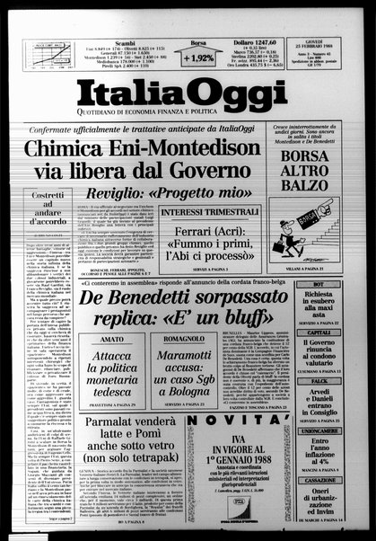 Italia oggi : quotidiano di economia finanza e politica